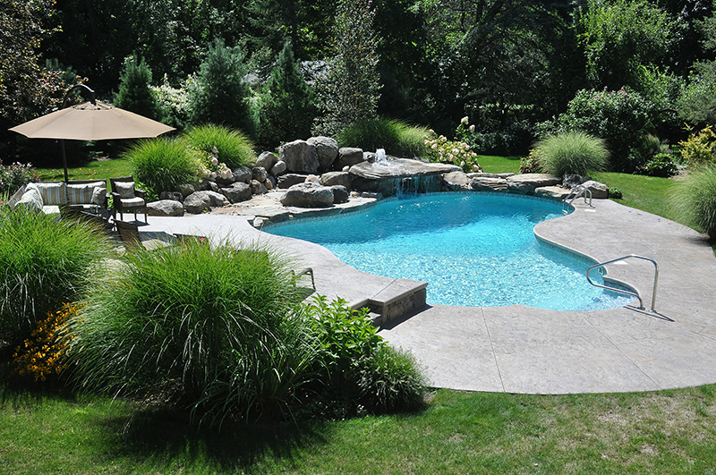 Swimming pool and stamped concrete project example 118